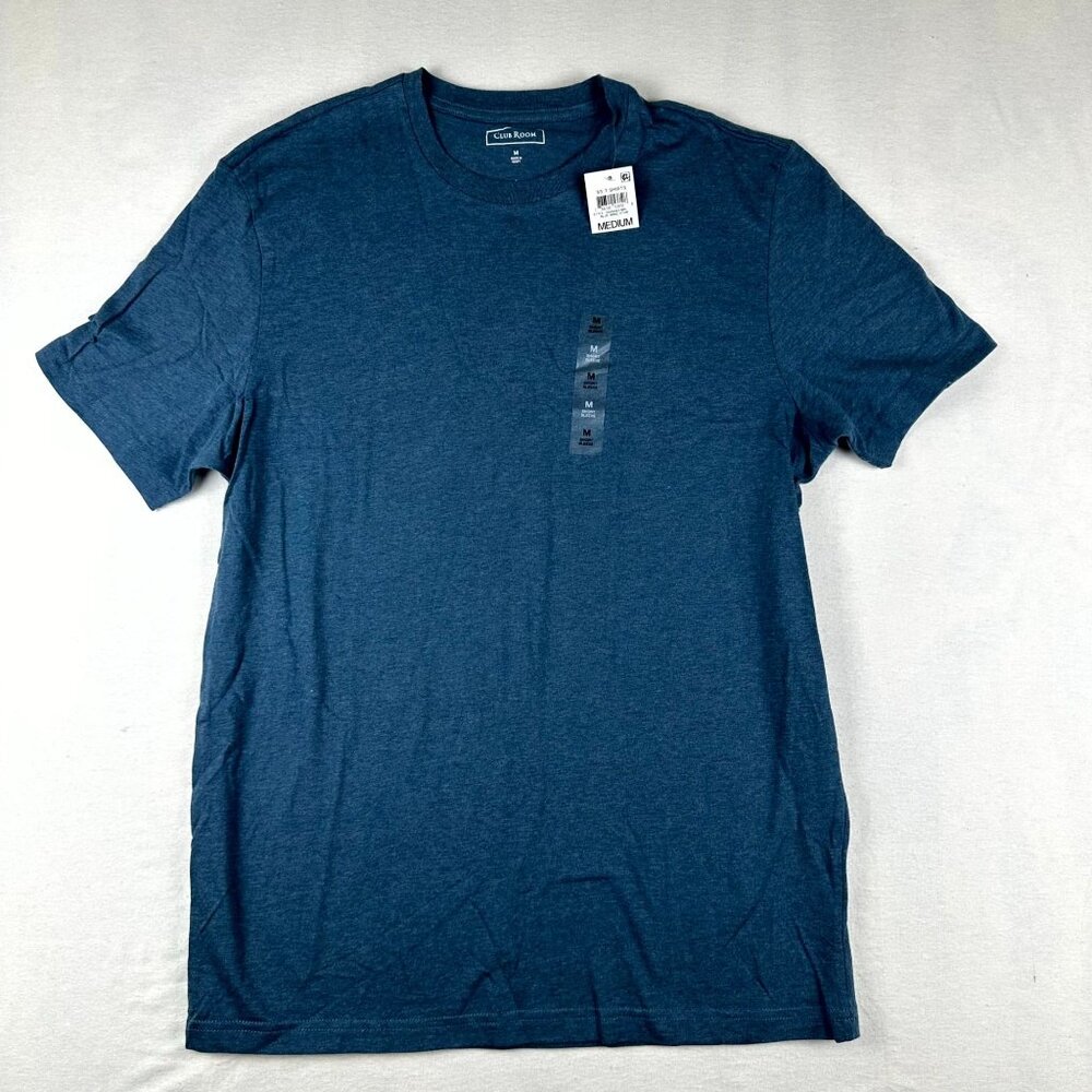 Club Room Men's Crew Neck Performance T Shirt Classic Blue Size Medium
